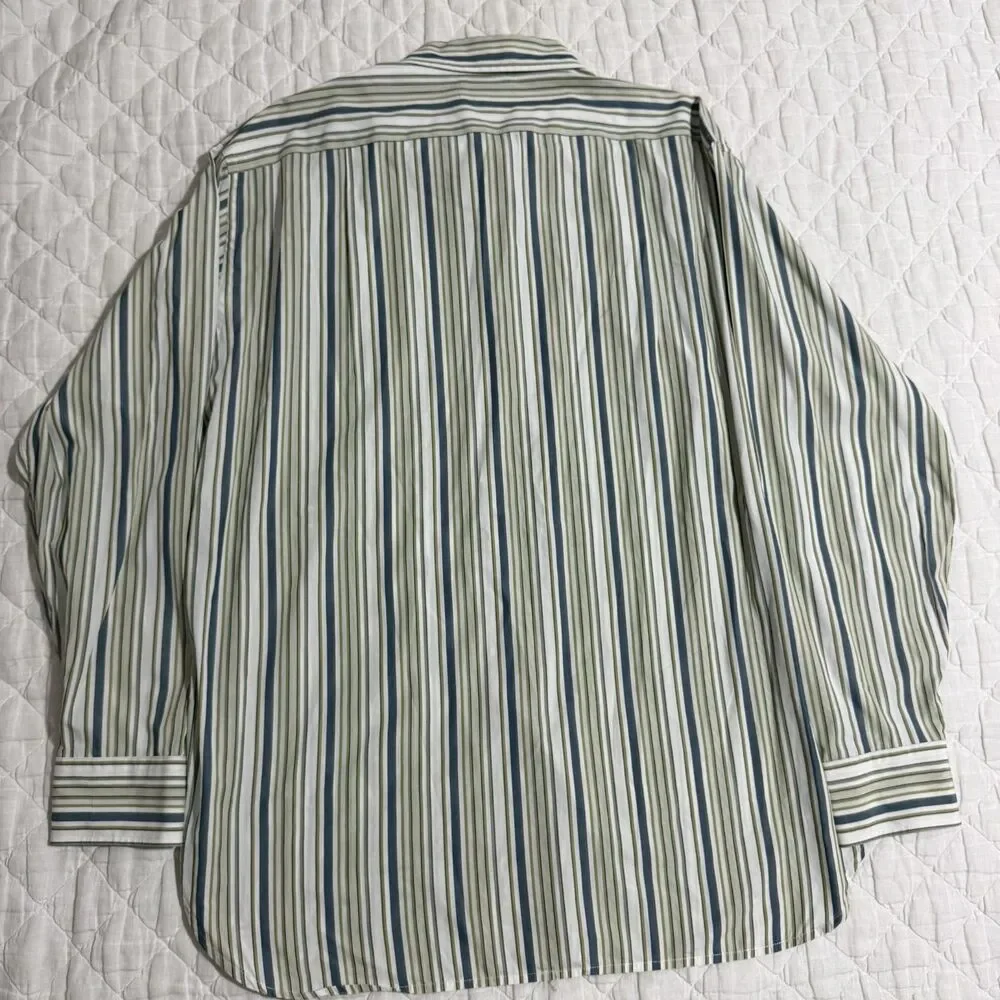 J.Crew L White Multicolor Striped Button Up Shirt Preppy Coastal